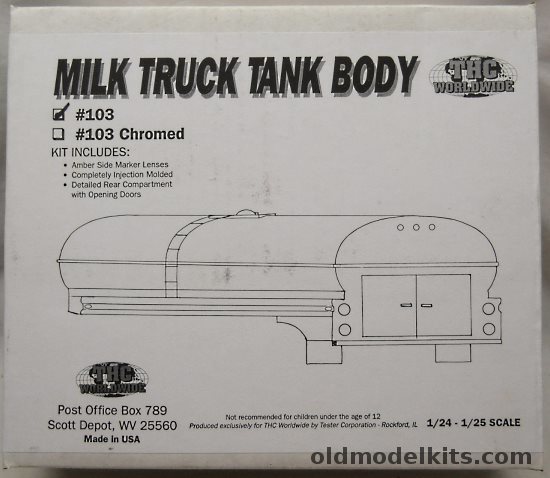 Testors 1/25 THC Worldwide Milk Truck Tank Body - For Semi Tractor Trailers, 103 plastic model kit